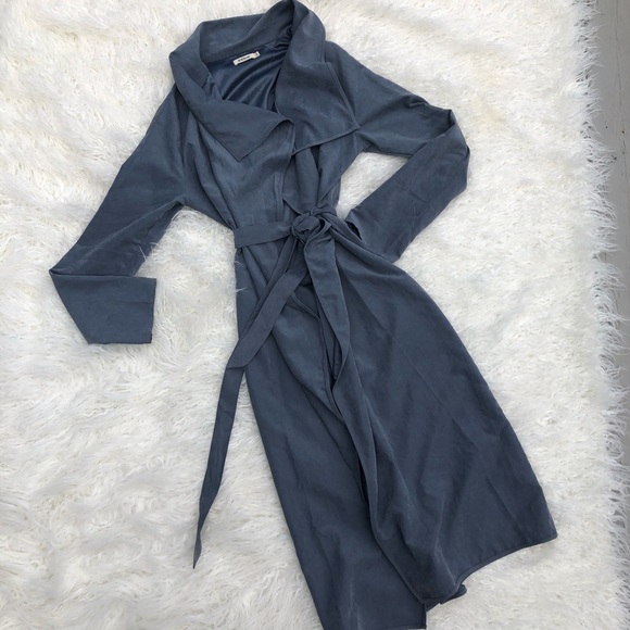 essue Jackets & Blazers - Blue Faux Suede Duster